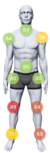 Yāna skeleton with scores on it